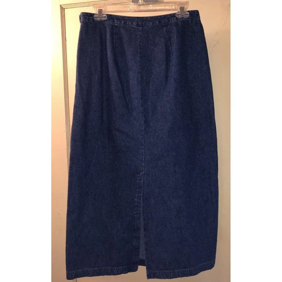 Vintage Jean Denim Skirt Embroidered Christmas Westbound Long Vented Modest - Picture 2 of 10